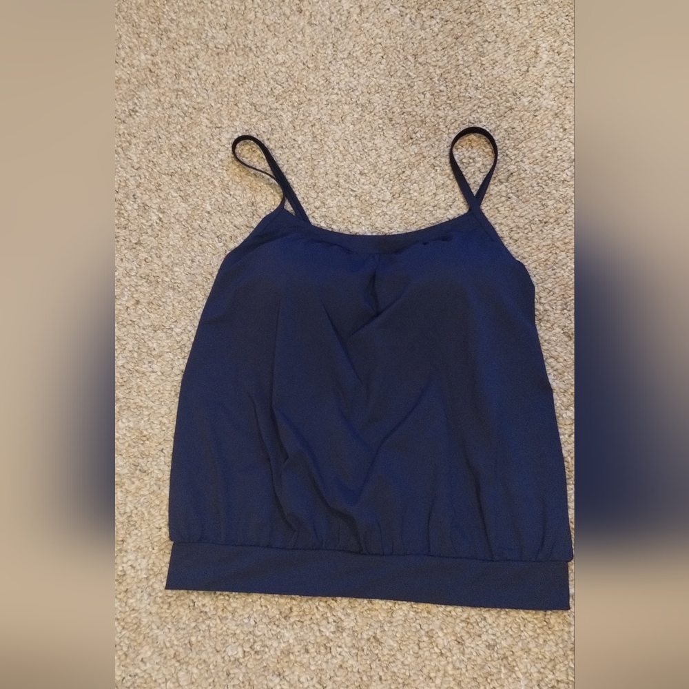 Lands End Navy Blue Tankini Top w/ adjustable straps